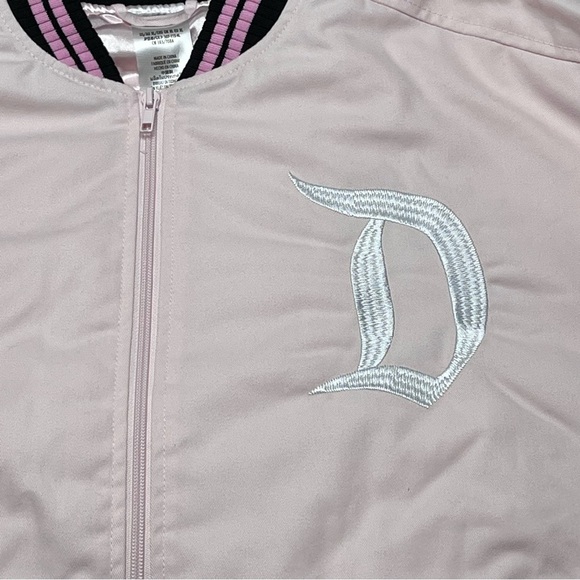 Disney Varsity Jacket Womens Mickey Mouse Pink Black Disneyland Lined Zip NEW - Picture 4 of 16